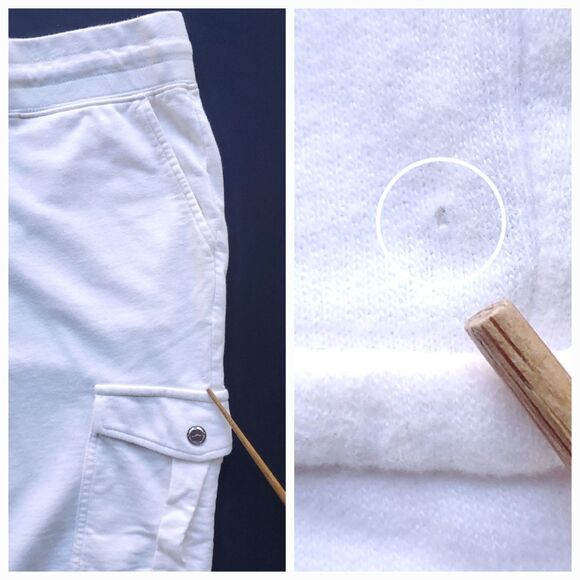 VTG Lauren Ralph Lauren Active Sweatpants Sz L *HOLE Cropped Cotton Cream Cargo - Picture 8 of 13